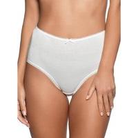 Ladies lingerie plain scallop trim elasticated pure cotton bow front full briefs five pack - White