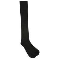 Ladies cotton rich long knee high cable knit cosy boot socks - Black