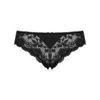 Ladies simple feminine lace pretty bow detail thong - Black