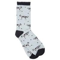 ladies cow pattern cotton rich ankle socks blue