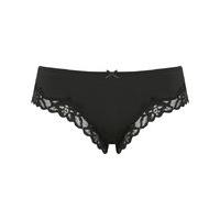 Ladies smooth pretty lace trim bow detail microfibre high leg briefs - Black