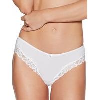 ladies smooth pretty lace trim bow detail microfibre high leg briefs w ...