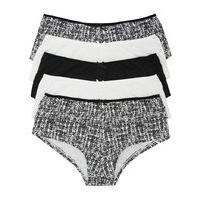 Ladies pure cotton stretch monochrome plain and animal print everyday boxer briefs - 5 pack - Latte Brown