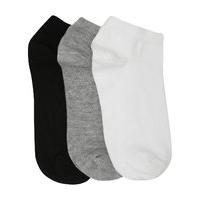 Ladies basic essentials plain cotton rich trainer socks - 3 pack - Black and Grey