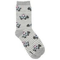 Ladies cotton rich grey cute turtle love heart Stripe print Ankle Socks - 1 pair - Grey