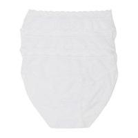 ladies cotton stretch elasticated high leg lace brief 3 pack white