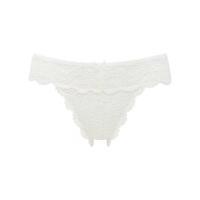 Ladies Feminine Rio Lace Satin Bow High leg Low Rise Mini Knickers Briefs - Ivory