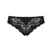 Ladies simple feminine lace pretty bow detail thong - Black