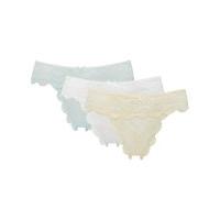 Ladies Low Rise High Leg everyday Lace Mini Briefs - 3 pack - Mint