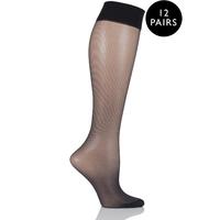 Ladies 12 Pair SockShop 15 Denier Sheer Matt Knee Highs