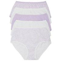 ladies 100 cotton plain and floral daisy print bow detail full briefs  ...