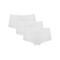 Ladies lingerie plain lace trim microfibre stretch boxer briefs - 3 pack - White