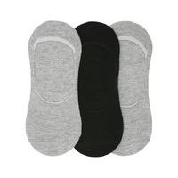 Ladies Invisible low cut cotton rich trainer socks three pair pack footlet socks - Grey