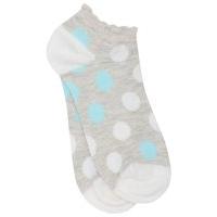 ladies spot pattern cotton rich trainer sock grey marl