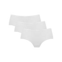 Ladies plain pull on bamboo midi shaped lingerie briefs three pack - White