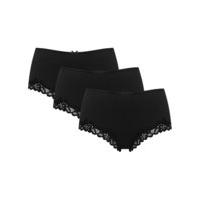 ladies lingerie plain lace trim microfibre stretch boxer briefs 3 pack ...