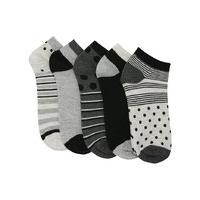 ladies monochrome low cut trainer socks five pack grey