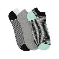 ladies Spot And Stripe Trainer Socks Three Pair Pack Cotton Rich - Multicolour