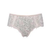 Ladies cotton stretch full back Floral animal leopard print scallop lace midi briefs - Pink