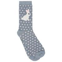 Ladies Pom Pom Bunny Fun Novelty Casual Ankle Socks - Blue Marl