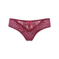 Ladies cotton blend leopard animal jacquard high leg full back lace trim feminine briefs - Wine Red