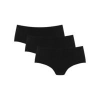 Ladies plain pull on bamboo midi shaped lingerie briefs three pack - Black