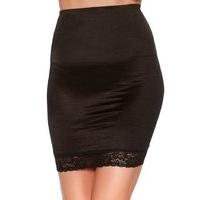 Ladies shape and smooth retro control shapewear lace trim hem half slip - Black