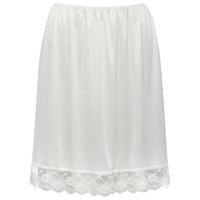 Ladies lingerie black lace floral trim loose half slip skirt - White