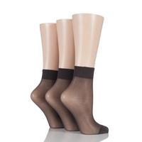 Ladies 3 Pair Elle 15 Denier 100% Nylon Ankle Highs