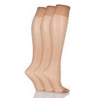 Ladies 3 Pair Elle 15 Denier 100% Nylon Knee Highs