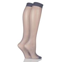 Ladies 2 Pair Elle 15 Denier Knee Highs With Comfort Cuff