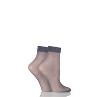 Ladies 2 Pair Elle 15 Denier Ankle Highs With Comfort Cuff