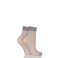 Ladies 2 Pair Elle 15 Denier Ankle Highs With Comfort Cuff