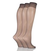 ladies 3 pair elle 15 denier 100 nylon knee highs