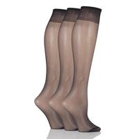 ladies 3 pair elle 15 denier 100 nylon knee highs