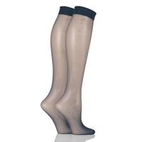 Ladies 2 Pair Elle 15 Denier Knee Highs With Comfort Cuff