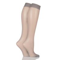 Ladies 2 Pair Elle 15 Denier Knee Highs With Comfort Cuff