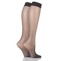 Ladies 2 Pair Elle 15 Denier Knee Highs With Comfort Cuff