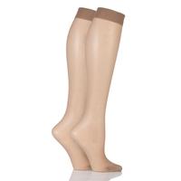 Ladies 2 Pair Elle 15 Denier Knee Highs With Comfort Cuff