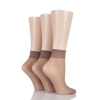 Ladies 3 Pair Elle 15 Denier 100% Nylon Ankle Highs