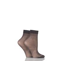 Ladies 2 Pair Elle 15 Denier Ankle Highs With Comfort Cuff