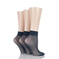 Ladies 3 Pair Elle 15 Denier 100% Nylon Ankle Highs