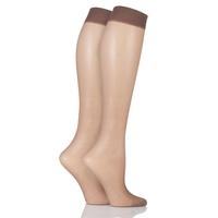 Ladies 2 Pair Elle 15 Denier Knee Highs With Comfort Cuff