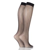 Ladies 2 Pair Elle Fishnet Knee Highs