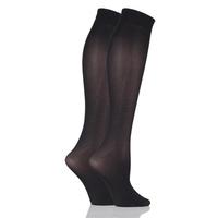 Ladies 2 Pair Elle 40 Denier Opaque Knee Highs