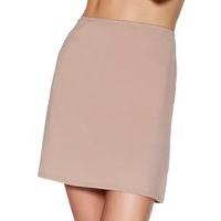 Ladies shapewear plain stretch Microfibre no vpl smoothing half slip skirt - Cafe Brown