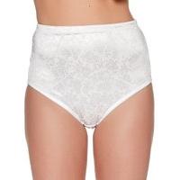 Ladies lingerie floral print satin shine slimming high waist tummy control brief - White