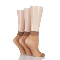 Ladies 3 Pair Elle 15 Denier 100% Nylon Ankle Highs