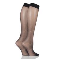 Ladies 2 Pair Elle 15 Denier Knee Highs With Comfort Cuff