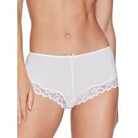 Ladies Comfortable Stretch Fabric Plain Lace Trim Microfibre Boxer Briefs - White